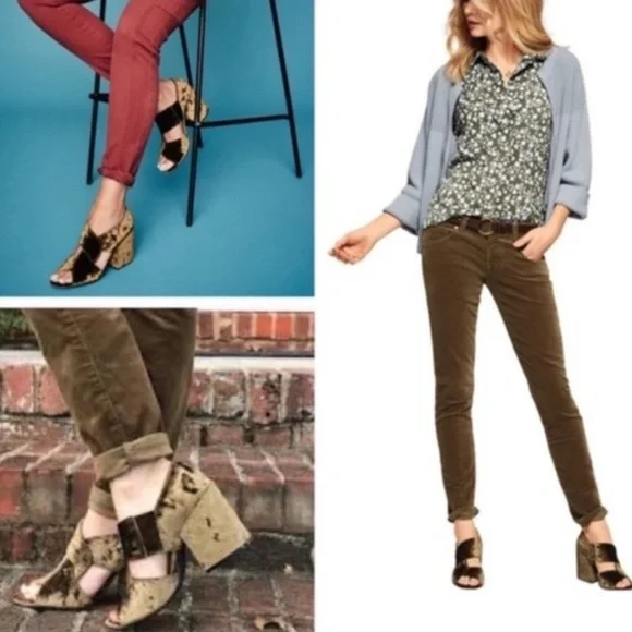 Cabi Interlock Block Crushed Velvet Heels Moss size 7.5 - Picture 5 of 5